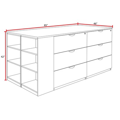 Regency Legacy Stand Up Lateral File Quad with Bookcase End, 42"H x 85"W x 46"D, Cherry (LSLFQUAD8546CH)
