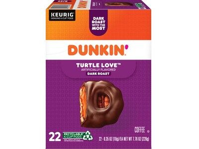 Dunkin Turtle Love Coffee Keurig® K-Cup® Pods, Dark Roast, 22/Box (5000367615)