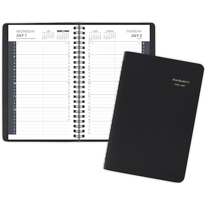 2026-2027 AT-A-GLANCE 5 x 8 Academic Daily Planner, Faux Leather Cover, Black (70-807-05-27)
