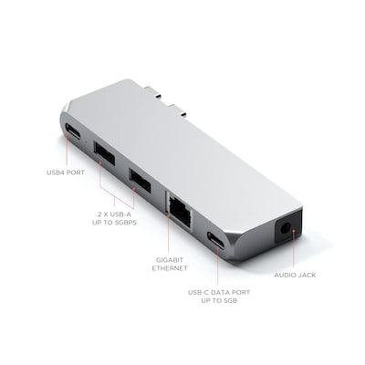 Satechi Pro Mini Hub Universal Docking Station , Silver (ST-UCPHMIS)