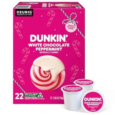 Dunkin' White Chocolate Peppermint Coffee Keurig® K-Cup® Pods, Medium Roast, 22/Box (5000358858)