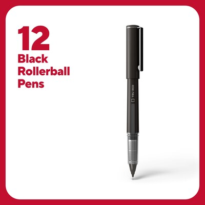 TRU RED™ Rollerball Pens, Fine Point, Black, Dozen/Pack (TR57324)