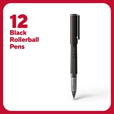 TRU RED™ Rollerball Pens, Fine Point, Black, Dozen/Pack (TR57324)