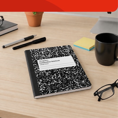 STAPLES Composition Notebook, 9.75” x 7.5”, College Ruled, 100 Sheets, Black