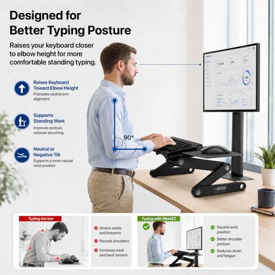 Uncaged Ergonomics WorkEZ Adjustable Keyboard and Mouse Tray, Black (WEKTb)