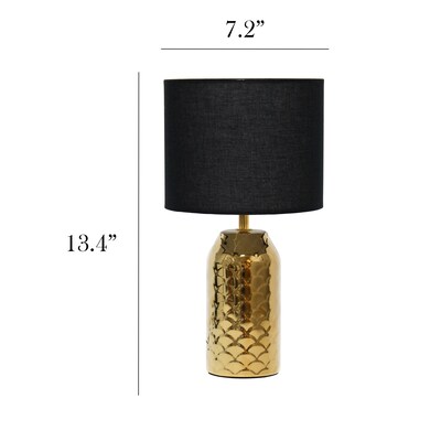 Simple Designs Whimsical Wave 13.4" LED Table Lamp, Gold Base/Black Shade (LT2123-GLD)