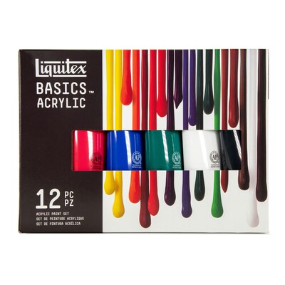 Liquitex BASICS Acrylic Paint Tube, Assorted Colors, 118 mL, 12/Pack (LIQ3699376)