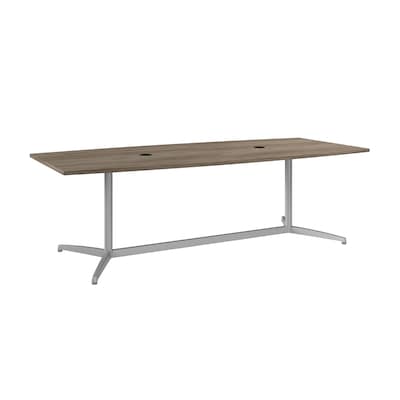 Bush Business Furniture 96W x 42D Boat Shaped Conference Table with Metal Base, Modern Hickory (99TB