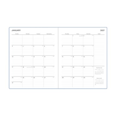 2027 Blue Sky 8" x 10" Calendar Year Weekly & Monthly Standard Planner, Faux Leather Cover, Soft Blue (159447)