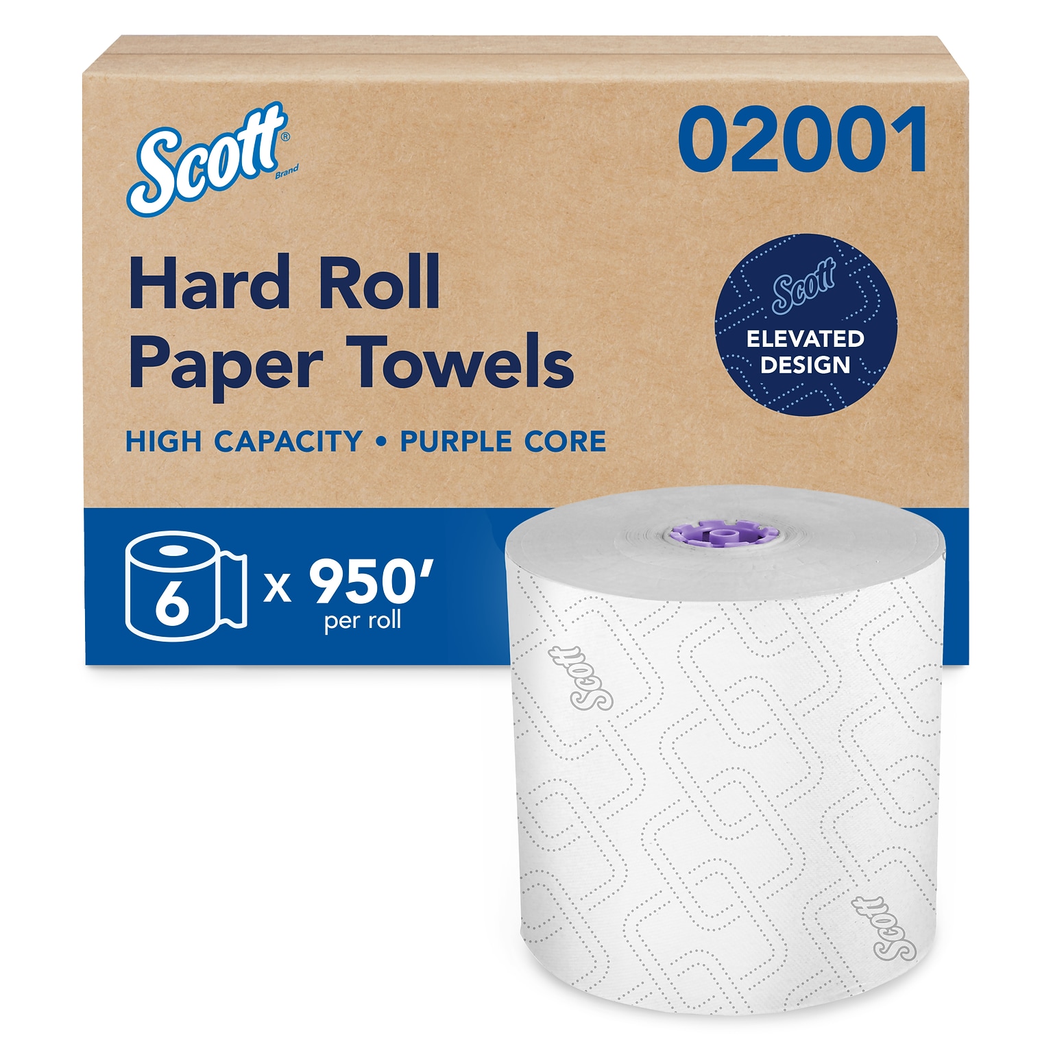 Scott Essential Recycled Hardwound Paper Towels, 1-ply, 950 ft./Roll, 6 Rolls/Carton (02001)
