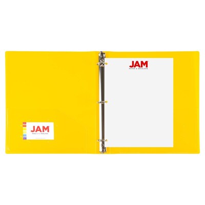 JAM Paper 1" 3-Ring Flexible Poly Binder, Yellow (PB75239YE)