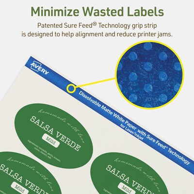 Avery Dissolvable Oval Multipurpose Labels, 2" x 3-1/3", Off-white, 200/Pack (94056)