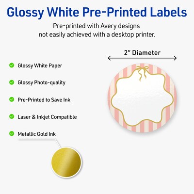 Avery Round Laser/Inkjet Multipurpose Labels, 2, White, 120/Pack (19479371129)