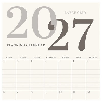 2027 TF Publishing Simple Aesthetic Grid 12 x 12 Monthly Wall Calendar, Multicolored (27-1147)