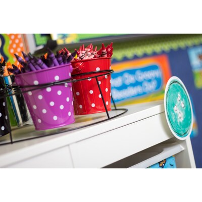 Teacher Created Resources Card Stock Polka Dot Buckets & Caddy Set, Multicolored, 7/Pack (TCR9487)