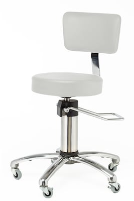 Brandt Hydraulic Surgeon Stool with Backrest with Backrest, Gray (15512LTGRAY)