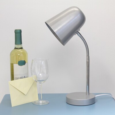Simple Designs Sleek Essentials LED Desk Lamp, 15.28", Silver (LD1075-SLV)
