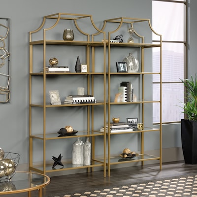 Sauder International Lux 71H 5-Shelf Bookcase, Satin Gold (421434)