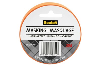 Scotch® Expressions Masking Tape, .94" x 20 yds., Tangerine (3437-ORG)