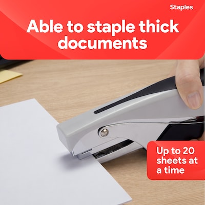 Staples Deluxe Heavy-Duty Handheld Stapling Pliers, 20-Sheet Capacity, Black/Gray (24546/17584)