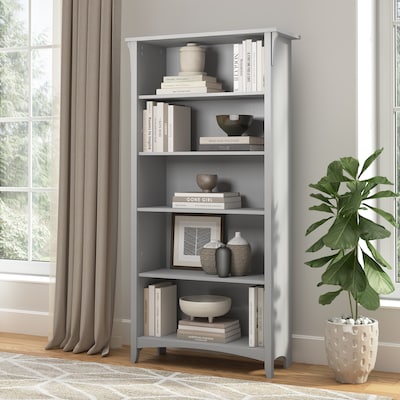 Bush Furniture Salinas 63"H 5-Shelf Bookcase with Adjustable Shelves, Cape Cod Gray Laminated Wood (SAB132CG-03)