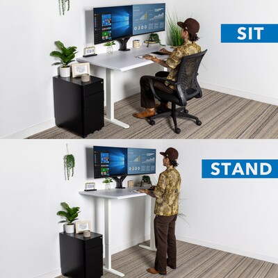 Mount-It! Dual Motor 60"W Electric Adjustable Standing Desk, White (MI-18123)