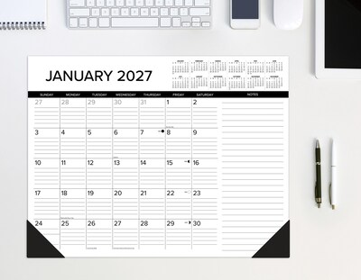 2027 Willow Creek B&W w/Lines 22" x 17" Monthly Desk Pad Calendar, Assorted Colors (66133)