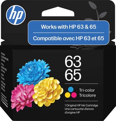 HP 63/65 Tri-Color Standard Yield Ink Cartridge, Prints Up to 100 Pages (B7RT2AN)