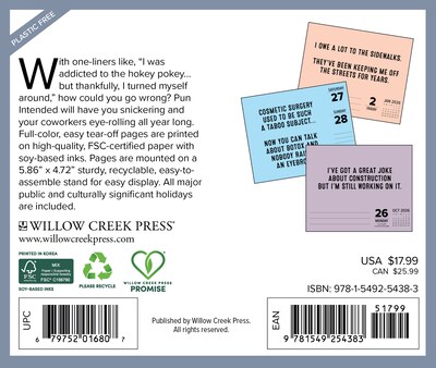 2026 Willow Creek Pun Intended 6.125 x 5.25 Day-to-Day Calendar (54383X)
