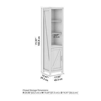 Bush Furniture Knoxville 72"H 5-Shelf Bookcase with Door, Restored Gray (CGB118RTG-03)
