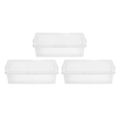 Iris 28 Quart Snap Top Plastic Snap Closure Storage Bin, Clear, 3/Pack (500120)