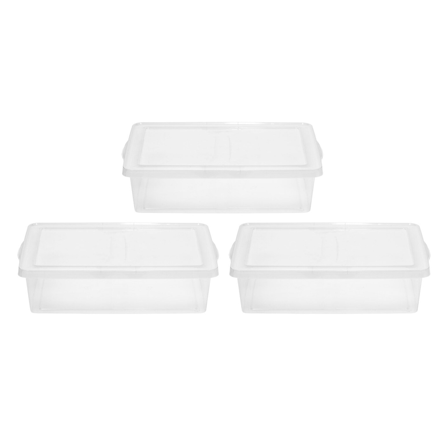 Iris 28 Quart Snap Top Plastic Snap Closure Storage Bin, Clear, 3/Pack (500120)