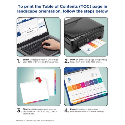 Avery Ready Index Table of Contents Pre-Printed Monthly Paper Divider, Jan-Dec, Multicolor, 6 Sets (11830)