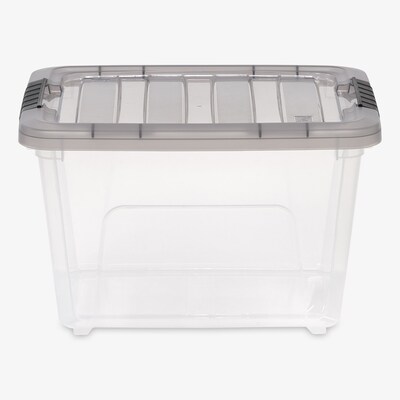 Iris 19 Quart Stack and Pull Plastic Latching Storage Bin, Clear, 5/Pack (500144)