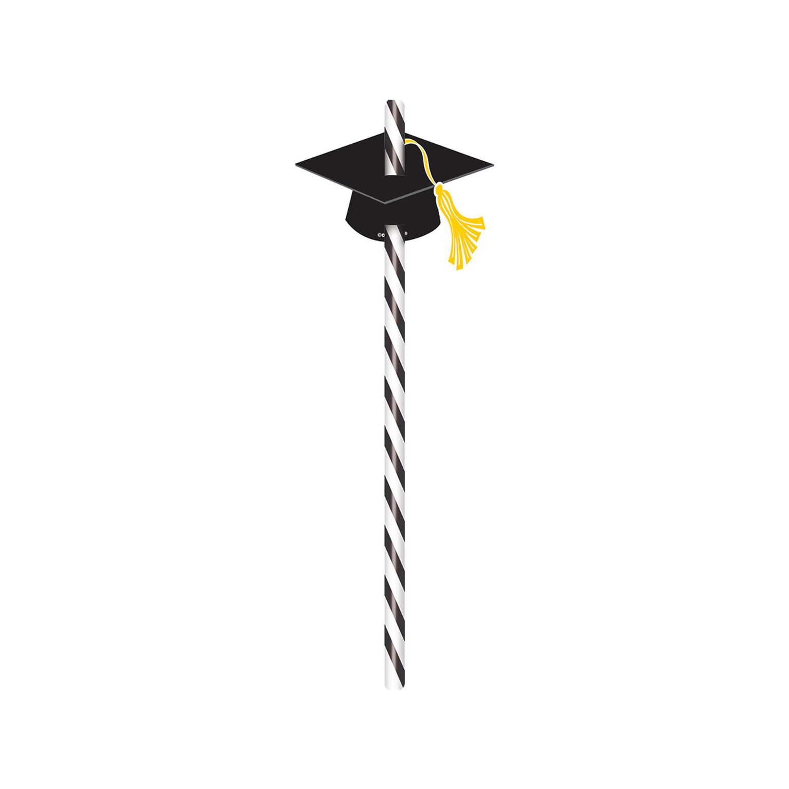 Amscan Graduation Straw, Black/White, 12/Set, 3 Sets/Pack (400072)