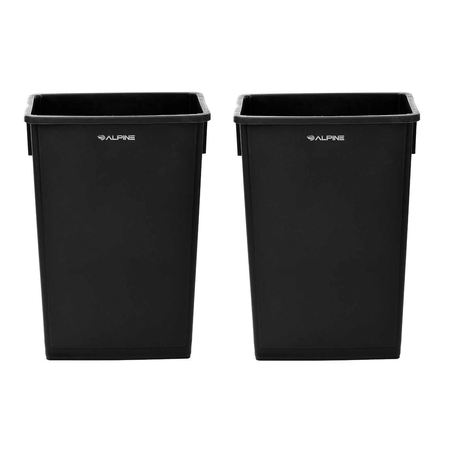 Alpine Industries Plastic Trash Can, 23 Gallon, Black, 2/Pack (ALP477-BLK-2PK)