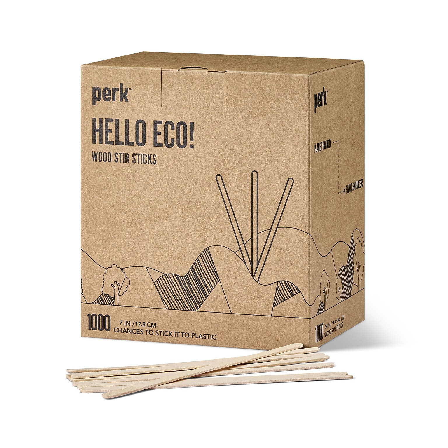 Perk™ Wooden Stirrers, 7, 1000/Pack (PK62345)