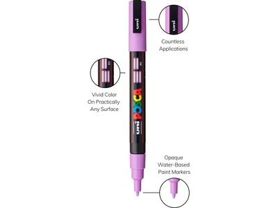uni-ball Posca PC-3M Paint Markers, Bullet Tip, Assorted Colors, 8/Pack (PC3M8CSOFTCOLORS)