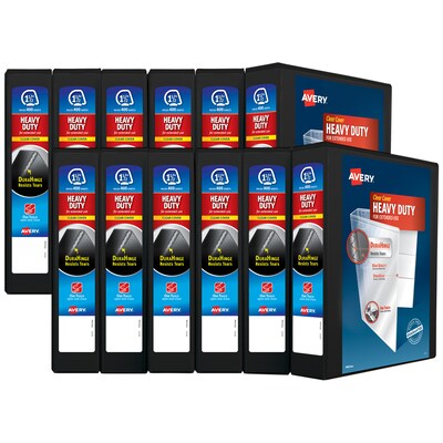 Avery Heavy Duty 1 1/2 3-Ring View Binder, Black, 12/Pack (79695CT)