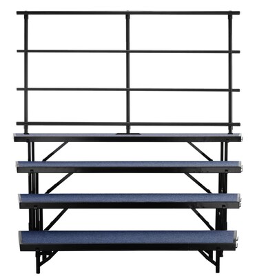 NPS 4 Level Tapered Standing Choral Riser, 72W x 60”-78”L x 32H, Blue Carpet (RT4LC-04)