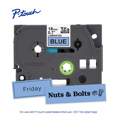 Brother P-touch Laminated Label Tape, 3/4" x 26.2', Black on Blue (TZe541)