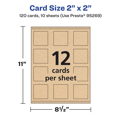 Avery Integrated Cards, 2" x 2", Matte Kraft Brown, 120/Pack (95269)