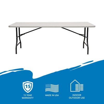 ICEBERG IndestrucTable 30" x 96" Plastic Folding Table, Platinum Granite (65233)