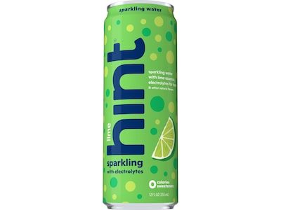 Hint Lime Sparkling Water with Electrolytes, 12 fl. oz., 12 Cans/Carton (HINT-LIMECAN-E)