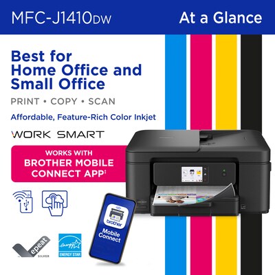 Brother Work Smart  MFC-J1410DW Wireless Color All-In-One Inkjet Printer, Best for Home Office