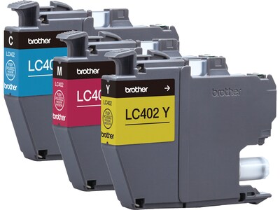 Brother LC402 Assorted Colors Standard Yield Ink Cartridges, 3/Pack (LC4023PKS)