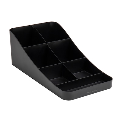 Mind Reader Plastic 7 Compartment Coffee Cup and Condiment Organizer, Black (COMP7-BLK)
