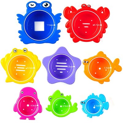 Extasticks Beautiful Colored Stacking Cups With Sea Animals, Multicolored (EXAE3300)