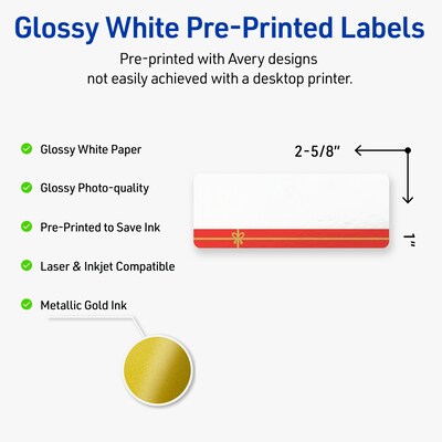 Avery Rectangle Multipurpose Labels, 1 x 2-5/8, White, 160/Pack (19479370548)