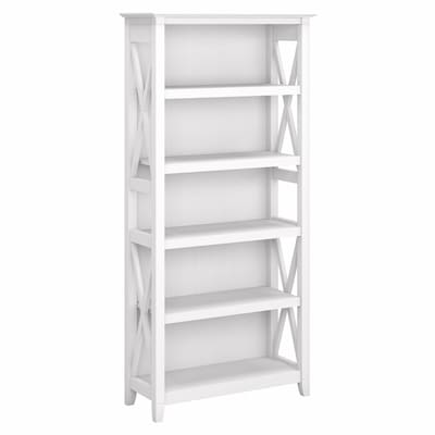 Bush Furniture Key West 5-Shelf 66H Bookcase, Pure White Oak (KWB132WT-03)